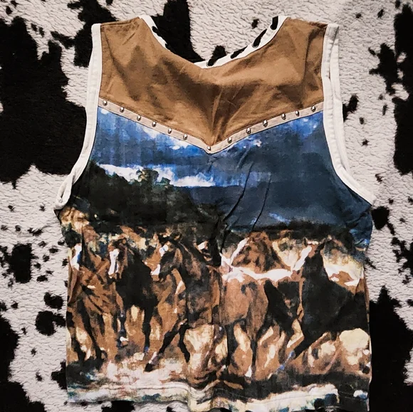 WOMEN'S 80'S /90'S WESTERN MOTIF TANK TOP - MULTI - Picture 4 of 4
